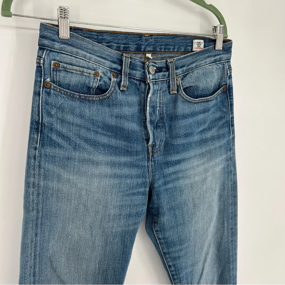 Levi’s White Oak Cone Denim Women’s 27 Blue Jeans Straight Leg Hidden Button Fly